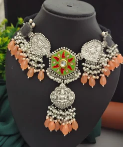 Glamaya Stunning Silver 92.5 Choker Necklace - Trendy & Exclusive Design 1 GLAM-NE-OX-200-964433-275-4