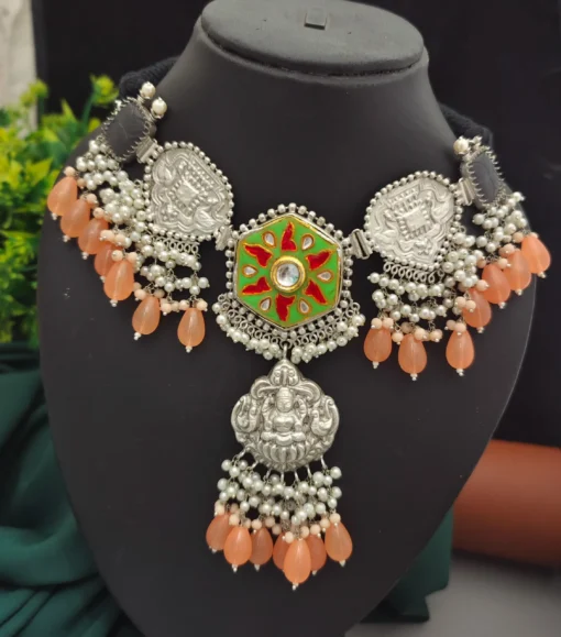 Glamaya Stunning Silver 92.5 Choker Necklace - Trendy & Exclusive Design 1 GLAM-NE-OX-200-964433-275-4