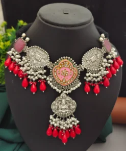 Glamaya Stunning Silver 92.5 Fusion Choker Necklace - Shop Online For Trendy Women! 1 GLAM-NE-OX-160-574183-220-5