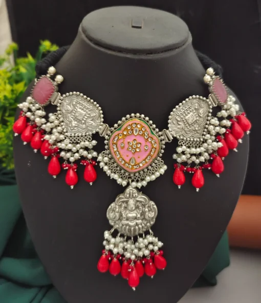 Glamaya Stunning Silver 92.5 Fusion Choker Necklace - Shop Online For Trendy Women! 1 GLAM-NE-OX-160-574183-220-5