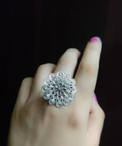 Glamaya Boho Chic Adjustable Silver Finger Ring - Trendy Women's Statement Jewelry 1 GLAM-RI-OX-6F4-571397-11-7