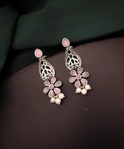 Glamaya Pink Silver Lookalike Stud Earrings: Affordable, Stylish, Women's 1 GLAM-ER-OX-30-162559-50-3