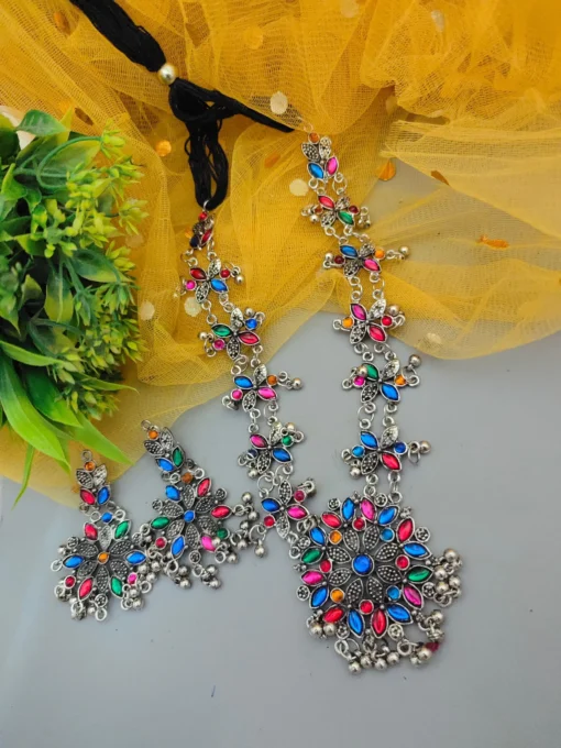 Glamaya Trendy Multicolour Oxidized Necklace Set 1 GLAM-CN-OX-16F9-424803-25-8