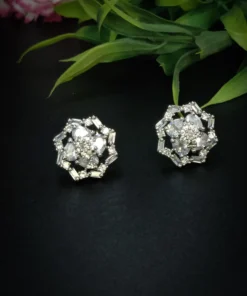 Glamaya Sparkling White Gold Cubic Zirconia Studs 1 GLAM-ER-CZ-25-900959-43-10