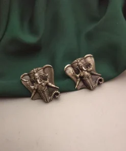 Glamaya Ganesha Silver Lookalike Stud Earrings: Unique Trendy Style 1 GLAM-ER-OX-40-346117-71-2