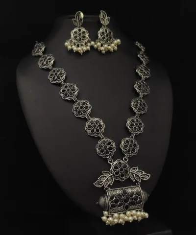 Glamaya Black Oxidized Silver Look Necklace Set - Trendy Antique Combo 1 GLAM-CN-OX-74-818133-110-5