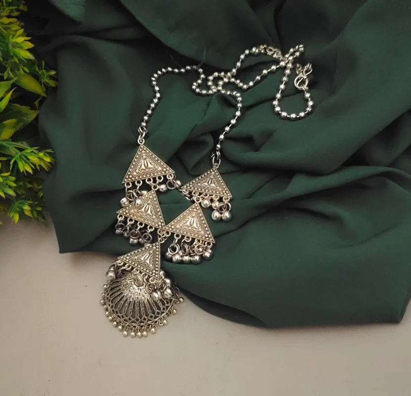 Glamaya Trendy Oxidised Jumbo Jhumki Long Chain Necklace 1 GLAM-NE-OX-25-003098-41-4
