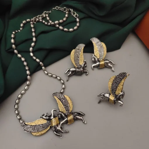 Glamaya Two Tone Horse Jewelry Set - Stylish Combo 1 GLAM-CN-TT-60-376170-89-2