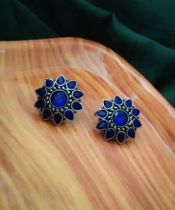 Glamaya Blue Stone Stud Earrings: Trendy & Fashionable Accessory 1 GLAM-ER-ST-25-059555-45-2