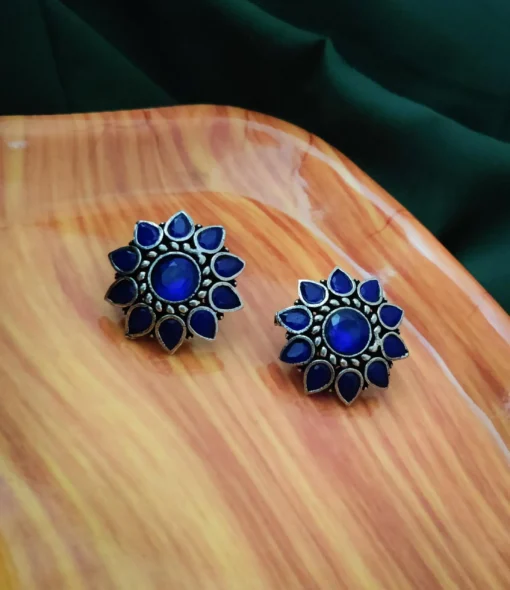 Glamaya Blue Stone Stud Earrings: Trendy & Fashionable Accessory 1 GLAM-ER-ST-25-059555-45-2
