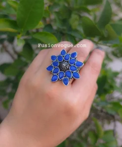 Glamaya Blue Stone Adjustable Ring: Buy 2 Get 1 Free Offer 3 GLAM-RI-ST-15-436007-32-2