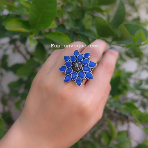 Glamaya Blue Stone Adjustable Ring: Buy 2 Get 1 Free Offer 3 GLAM-RI-ST-15-436007-32-2 Glamaya Blue Stone Adjustable Ring: Buy 2 Get 1 Free Offer 3 GLAM-RI-ST-15-436007-32-2