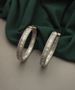 Glamaya Dazzling Cz Hoops: Stylish Statement Earrings For Women 1 GLAM-ER-CZ-114-570160-125-10