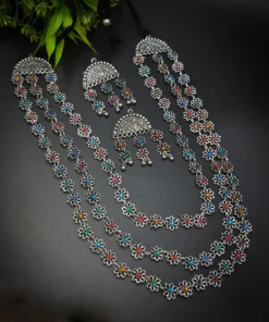 Glamaya Floral Multicolour Necklace Earrings Combo Set: Women's Trendy Jewelry 1 GLAM-CN-OX-53F3-518629-100-3