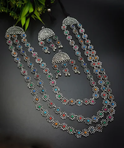 Glamaya Floral Multicolour Necklace Earrings Combo Set: Women's Trendy Jewelry 1 GLAM-CN-OX-53F3-518629-100-3