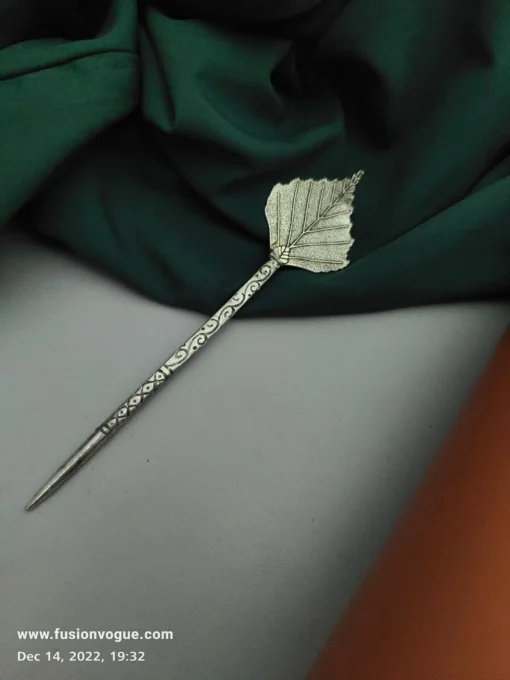 Glamaya Elegant Oxidised Leaf Bun Stick: Trendy Hair Accessory For Women 1 GLAM-HA-OX-6F7-611535-15-9
