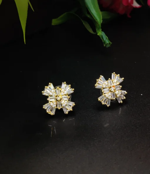 Glamaya Sparkling Gold Cz Stud Earrings: Affordable Charm 1 GLAM-ER-CZ-28-350140-42-5