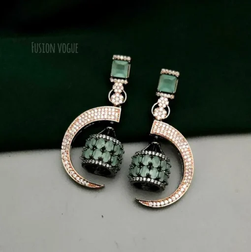 Glamaya Dazzling Moon & Monalisa Stone Earrings: Perfect For Women & Girls 15-45 1 GLAM-ER-CZ-45-692767-55-10
