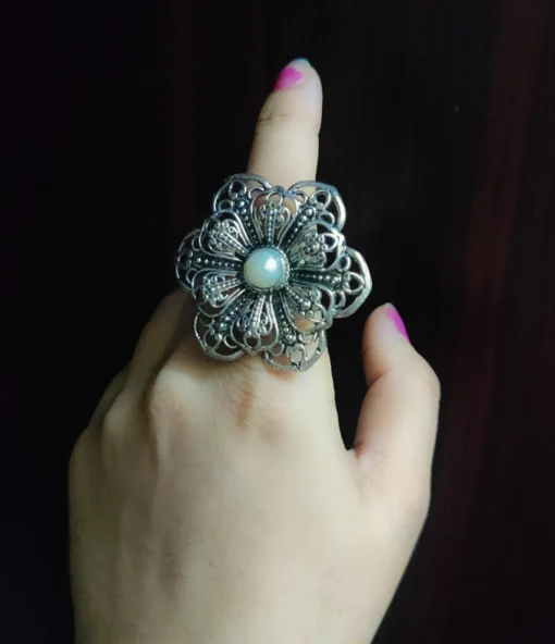 Glamaya Elegant Adjustable German Silver Finger Ring 1 GLAM-RI-OX-6F4-715334-11-7