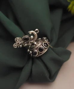 Glamaya Black Peacock Adjustable Ring: Trendy & Oxidized 2 GLAM-RI-OX-7F5-726511-16-4