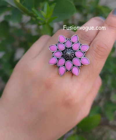 Glamaya Pink Stone Adjustable Ring - Buy 2 Get 1 Free Deal! 2 GLAM-RI-ST-3F8-760151-8-8