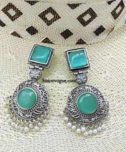 Glamaya Stylish Stone Silver Dangle Earrings: Affordable Trendy Look 1 GLAM-ER-ST-110-347583-150-2