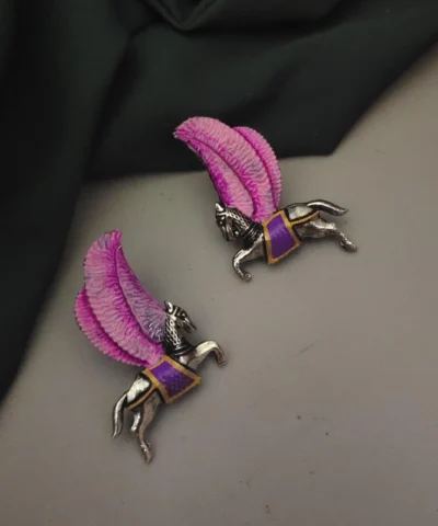 Glamaya Handcrafted Meenakari Horse Stud Earrings: Stylish Indian Jewelry 1 GLAM-ER-ME-40-942234-71-2