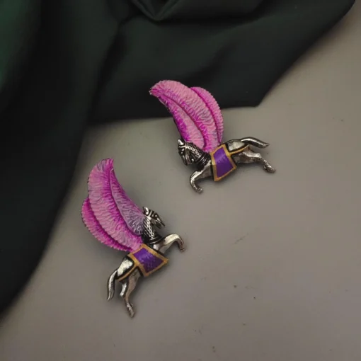 Glamaya Handcrafted Meenakari Horse Stud Earrings: Stylish Indian Jewelry 1 GLAM-ER-ME-40-942234-71-2