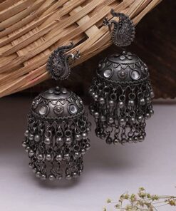 Glamaya Exquisite Oxidised Peacock Jhumka Earring - Perfect For Indian Weddings! 1 GLAM-ER-BP-25-624567-41-4