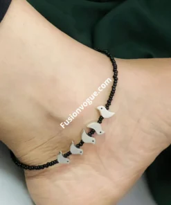 Glamaya Stylish Silver Bird Charm Anklet: Best Online Nazarbattu Design 2 GLAM-AN-OX-20-991561-45-3