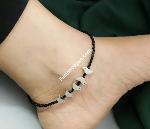 Glamaya Stylish Silver Bird Charm Anklet: Best Online Nazarbattu Design 2 GLAM-AN-OX-20-991561-45-3 Glamaya Stylish Silver Bird Charm Anklet: Best Online Nazarbattu Design 2 GLAM-AN-OX-20-991561-45-3