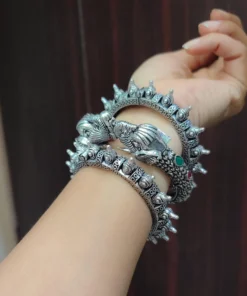 Glamaya Ethnic Oxidised Bangles Set 2.6: Traditional Indian Armlets Combo 3 GLAM-CB-OX-108F3-738849-175-6