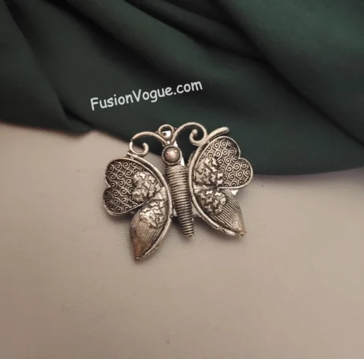 Glamaya Ethnic Oxidised Brooch: Traditional Saree & Dupatta Accessory 1 GLAM-WB-OX-6F1-492483-10-9
