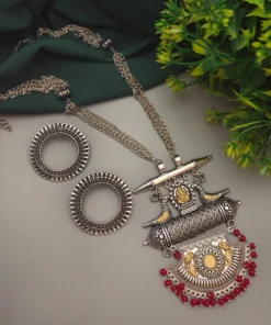 Glamaya Elegant Peacock Two Tone Neckset - Stylish Indian Jewelry For Women 1 GLAM-CN-TT-32-689321-60-5