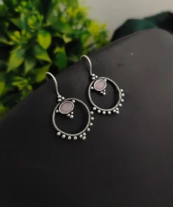 Glamaya Pink Monalisa Stone Earrings: Lightweight & Stylish Daily Wear 1 GLAM-ER-ST-5F7-441209-11-7