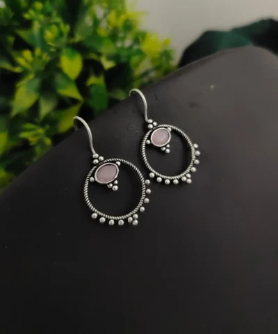 Glamaya Pink Monalisa Stone Earrings: Lightweight & Stylish Daily Wear 1 GLAM-ER-ST-5F7-441209-11-7
