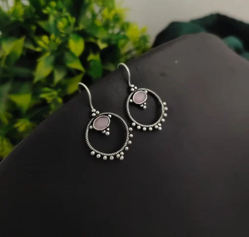 Glamaya Pink Monalisa Stone Earrings: Lightweight & Stylish Daily Wear 1 GLAM-ER-ST-5F7-441209-11-7