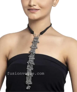 Glamaya Boho Chic Oxidized Tribal Necklace: Handmade & Adjustable 2 GLAM-NE-OX-25-913637-41-4