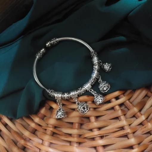 Glamaya Adjustable Oxidized Jhumki Bracelet: Fine Quality & Trendy Design 1 GLAM-BE-OX-5F7-992476-11-7