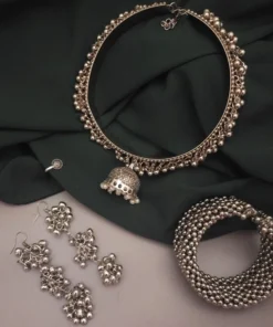 Glamaya Elegant Oxidised Jhumka Hasli Combo Set For Stylish Women 1 GLAM-CN-OX-50-008348-86-5