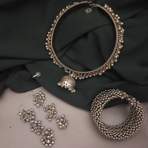 Glamaya Elegant Oxidised Jhumka Hasli Combo Set For Stylish Women 1 GLAM-CN-OX-50-008348-86-5
