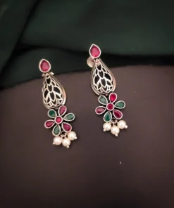 Glamaya Multi-color Silver Lookalike Stud Earrings For Women 1 GLAM-ER-OX-18-791203-30-5