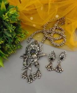 Glamaya Exquisite Oxidised Peacock Jewelry Set - Best In India 1 GLAM-CN-OX-60-699121-89-2