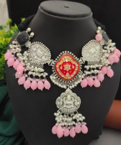 Glamaya Stylish Fusion Silver 92.5 Choker Necklace 1 GLAM-NE-OX-160-742879-220-5