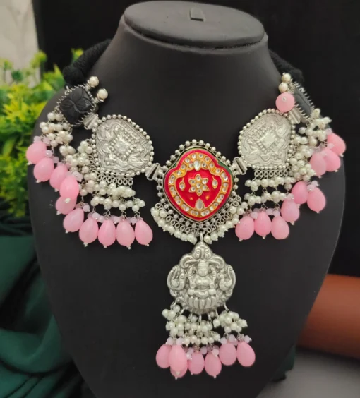 Glamaya Stylish Fusion Silver 92.5 Choker Necklace 1 GLAM-NE-OX-160-742879-220-5
