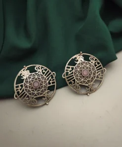 Glamaya Exquisite Brass Silver Stud Earring: Handcrafted Indian Beauty 6 GLAM-ER-BR-40-029410-71-2 Glamaya Exquisite Brass Silver Stud Earring: Handcrafted Indian Beauty 6 GLAM-ER-BR-40-029410-71-2