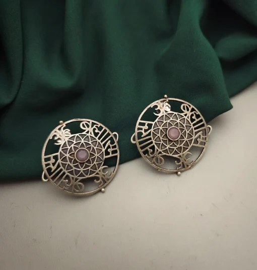 Glamaya Exquisite Brass Silver Stud Earring: Handcrafted Indian Beauty 6 GLAM-ER-BR-40-029410-71-2 Glamaya Exquisite Brass Silver Stud Earring: Handcrafted Indian Beauty 6 GLAM-ER-BR-40-029410-71-2