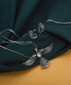 Glamaya White Bird Chain Necklace & Earrings Set - Elegant & Affordable Combo 1 GLAM-CN-OX-22-723195-35-5