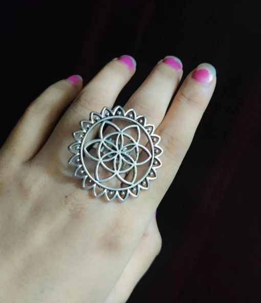 Glamaya Boho Chic German Silver Adjustable Finger Ring 1 GLAM-RI-OX-6F4-974283-11-7