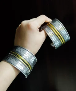 Glamaya Chic Adjustable Two Tone Bracelet: Trendy Oxidised Design For Women 1 GLAM-BB-TT-25-316075-43-10